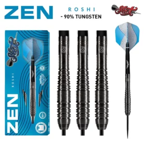 Zen, Roshi, Steel Tip, Dart Set, 90% Tungsten, High Quality, Precision, Professional, Tournament, Durable, Balanced, Grip, Flights, Shafts, Case