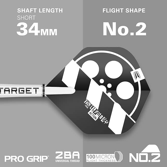 Chris Dobey Hollywood Action Swiss Point Steel Tip Darts - Flight and Shaft