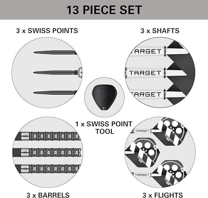 Chris Dobey Hollywood Action Swiss Point Steel Tip Darts - 13-piece set