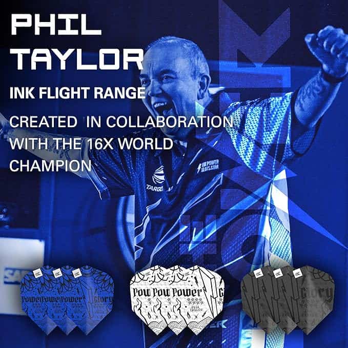 Target Darts Phil Taylor Ink Design No.6 Dart Flights - 3 Set Pack