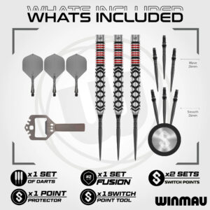 Winmau Fornax Switch Point Steel Tip Darts – Parallel